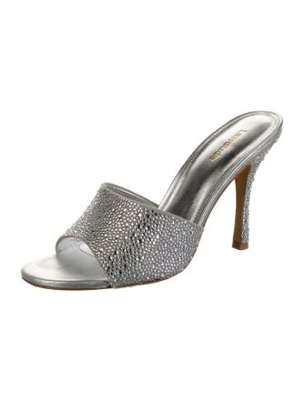 Larroude Leather Crystal Embellishments Slides