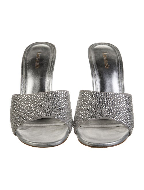 Larroude Leather Crystal Embellishments Slides