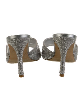Larroude Leather Crystal Embellishments Slides