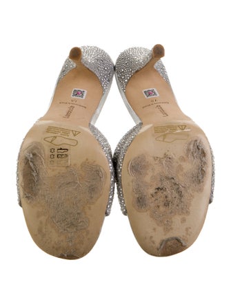 Larroude Leather Crystal Embellishments Slides