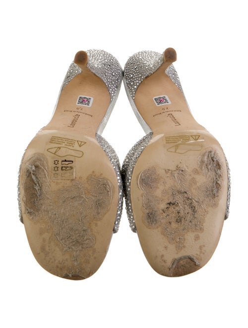 Larroude Leather Crystal Embellishments Slides