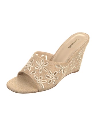 Larroude Embroidered Accent Slides