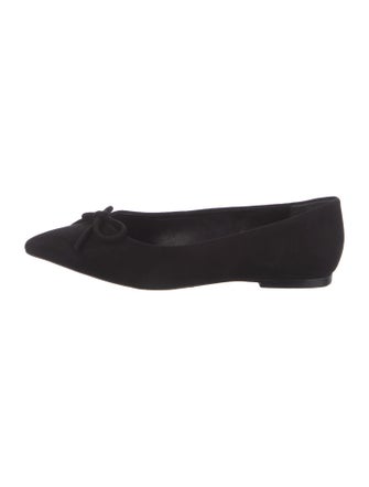 Larroude Suede Bow Accents Ballet Flats