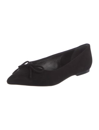 Larroude Suede Bow Accents Ballet Flats