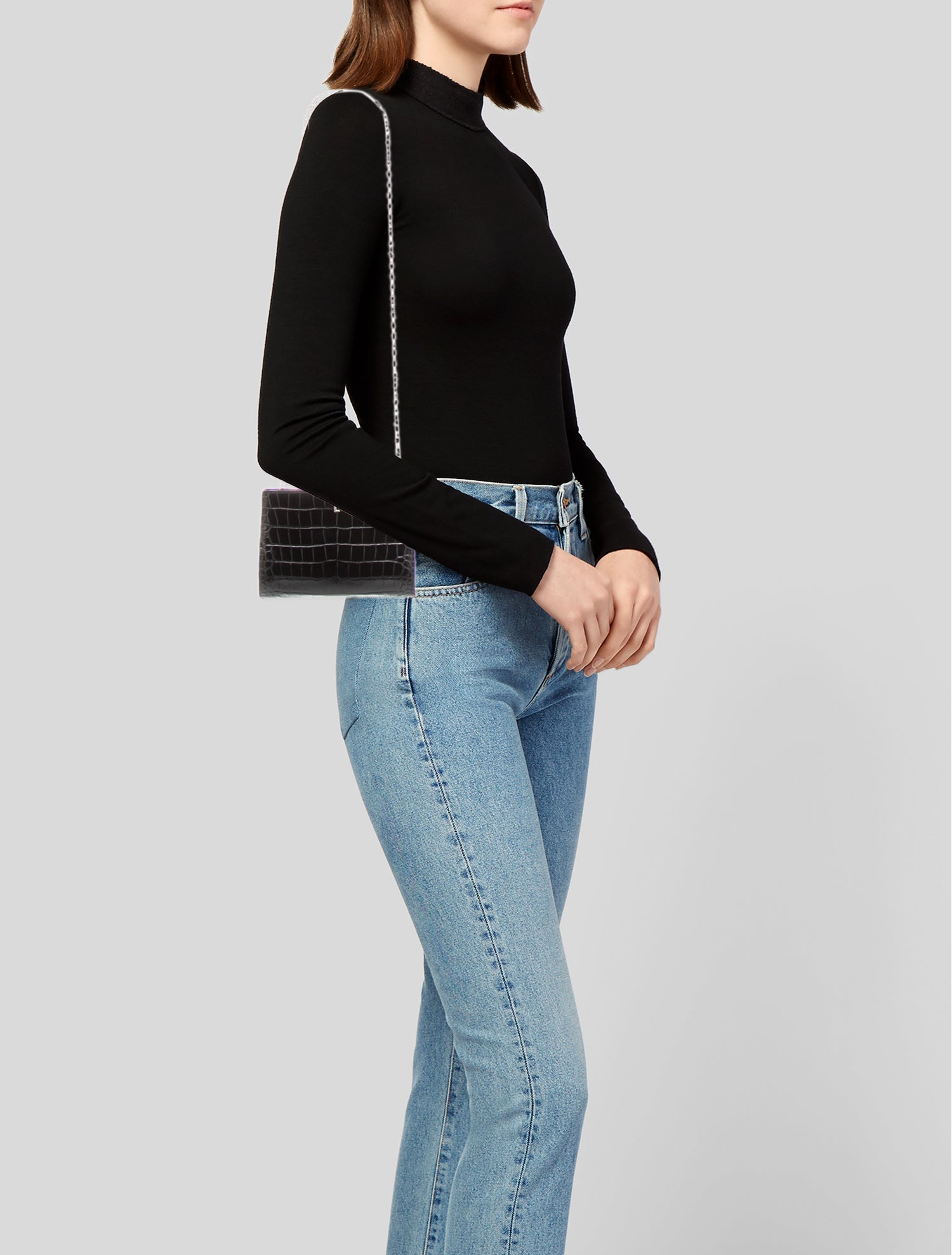 Larroude Embossed Leather Clutch w/ Tags