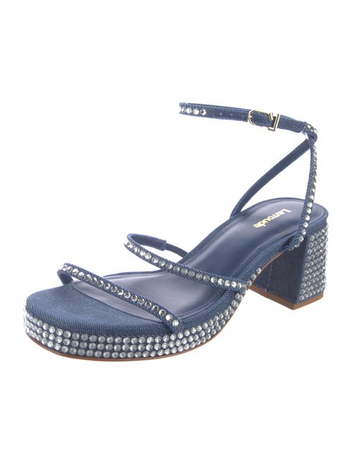 Larroude Denim Crystal Embellishments Slingback Sandals