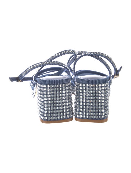 Larroude Denim Crystal Embellishments Slingback Sandals