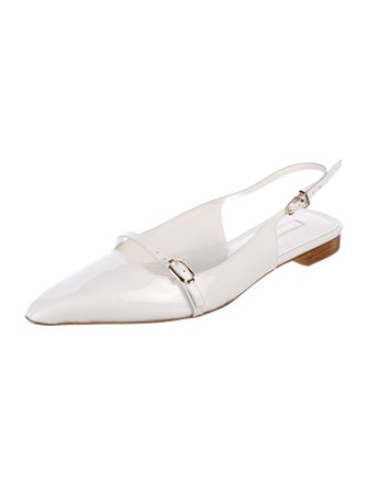 Larroude Leather Chain-Link Accents Slingback Flats