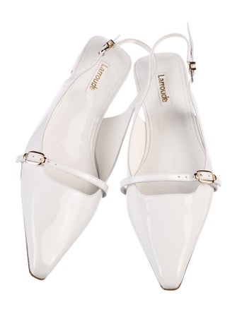 Larroude Leather Chain-Link Accents Slingback Flats