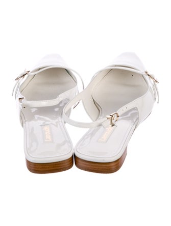 Larroude Leather Chain-Link Accents Slingback Flats