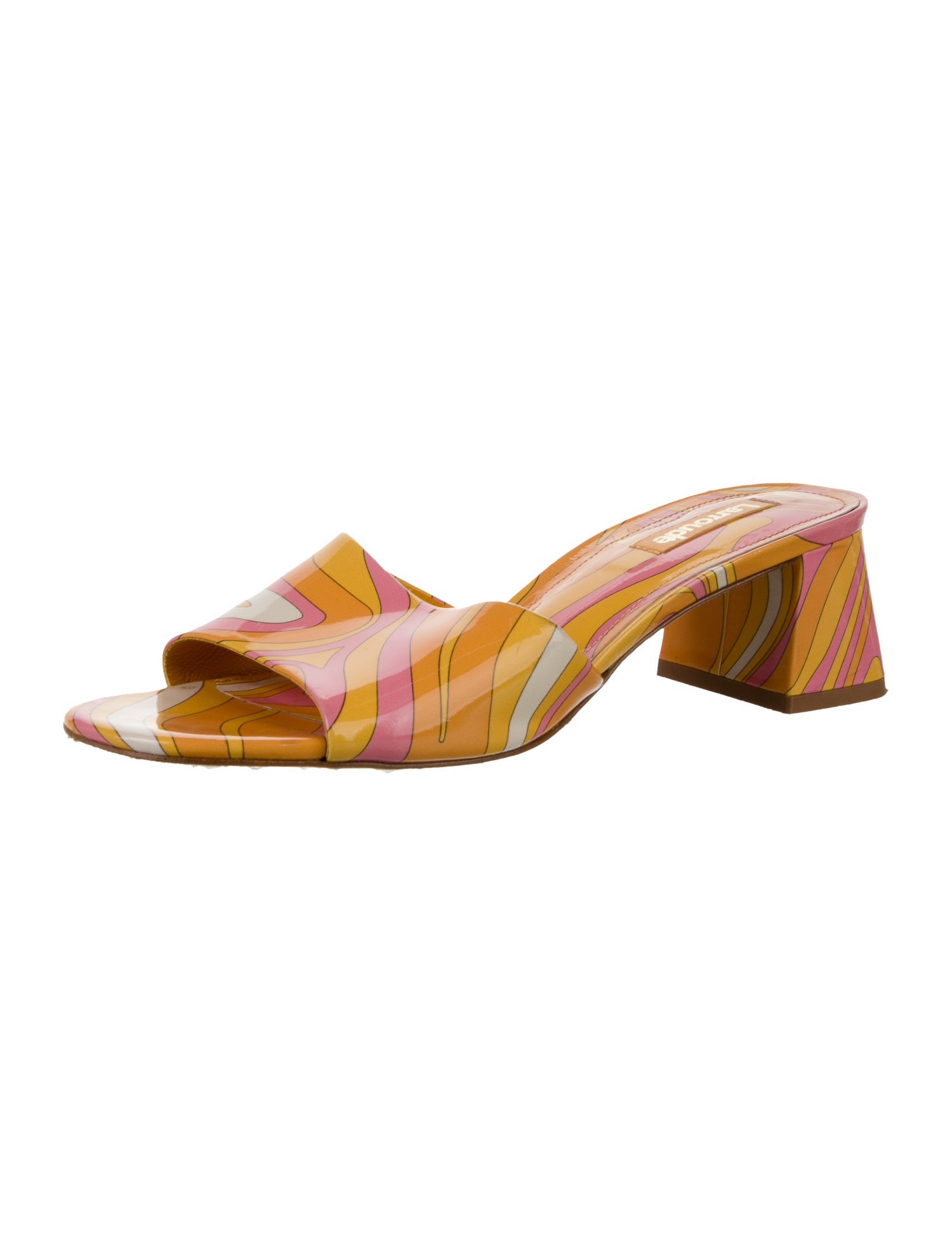 Larroude Patent Leather Printed Slides