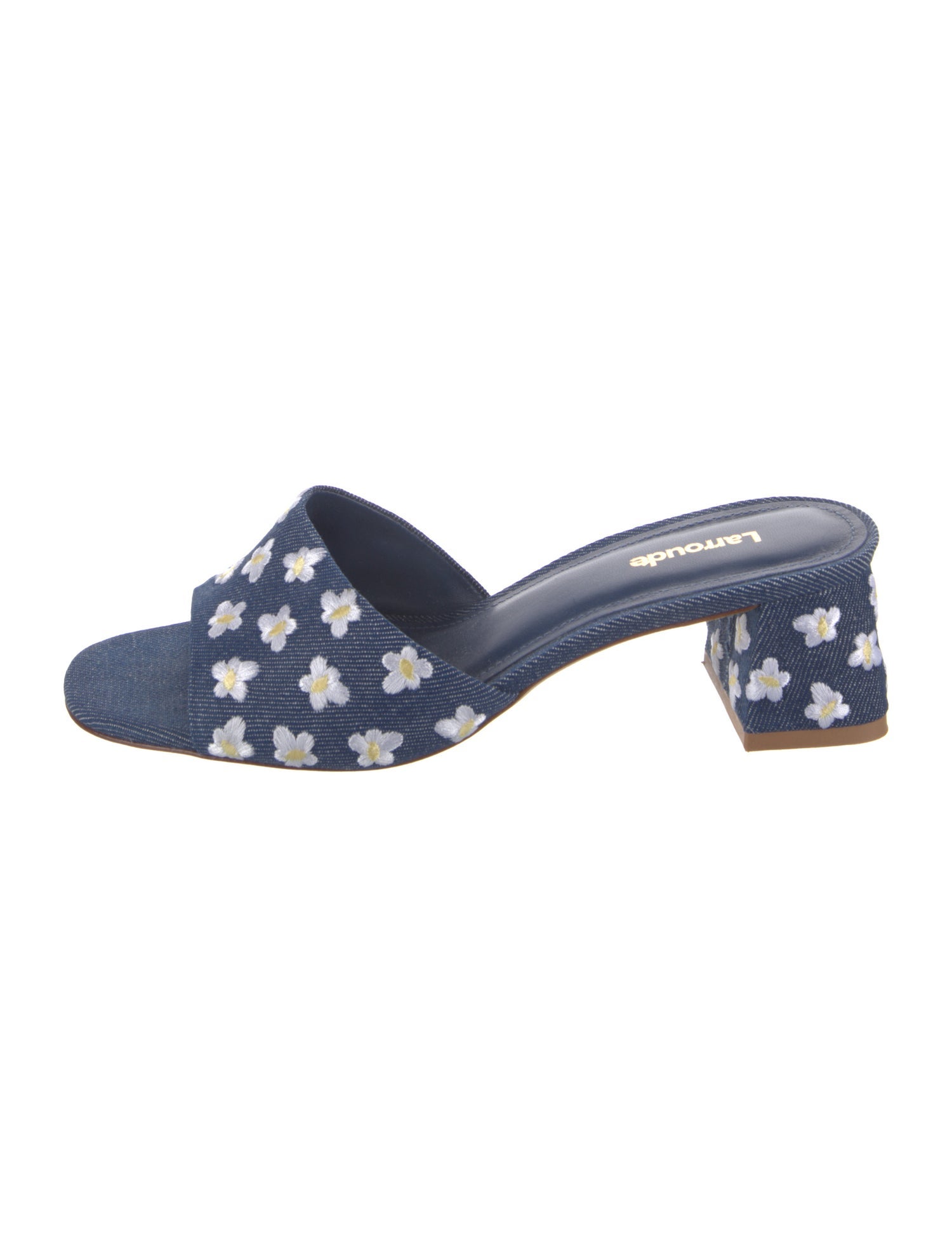 Larroude Denim Printed Slides