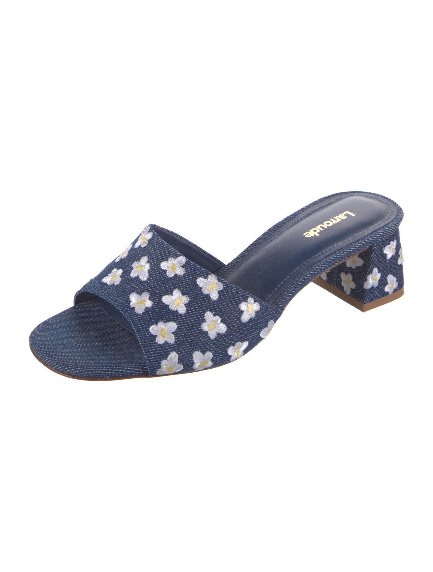 Larroude Denim Printed Slides