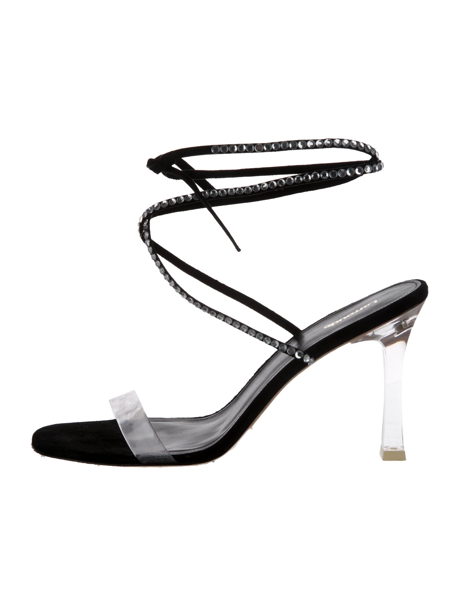 Larroude Leather Crystal Embellishments Sandals