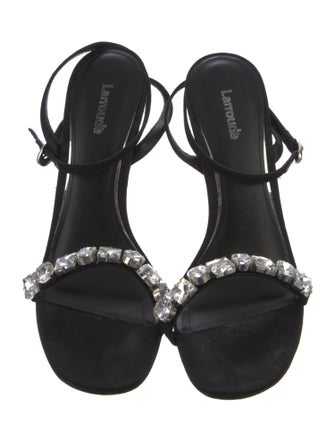 Larroude Suede Crystal Embellishments Sandals