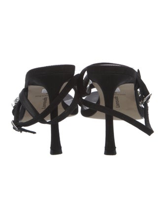 Larroude Suede Crystal Embellishments Sandals