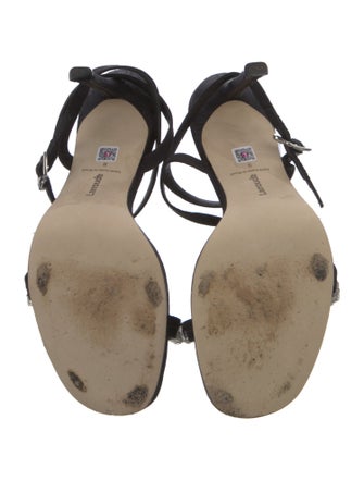 Larroude Suede Crystal Embellishments Sandals