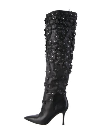 Larroude Leather Printed Lace-Up Boots