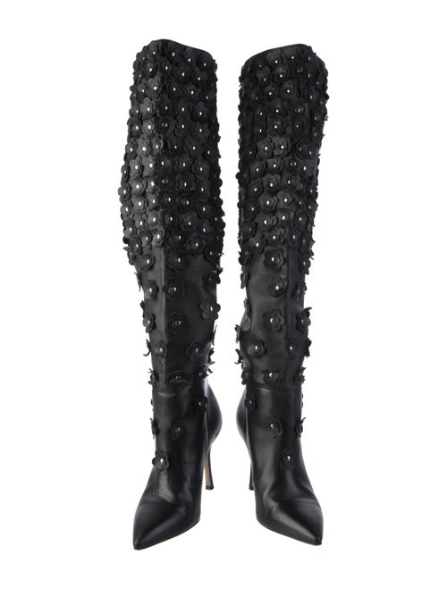 Larroude Leather Printed Lace-Up Boots