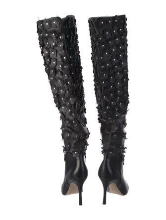 Larroude Leather Printed Lace-Up Boots