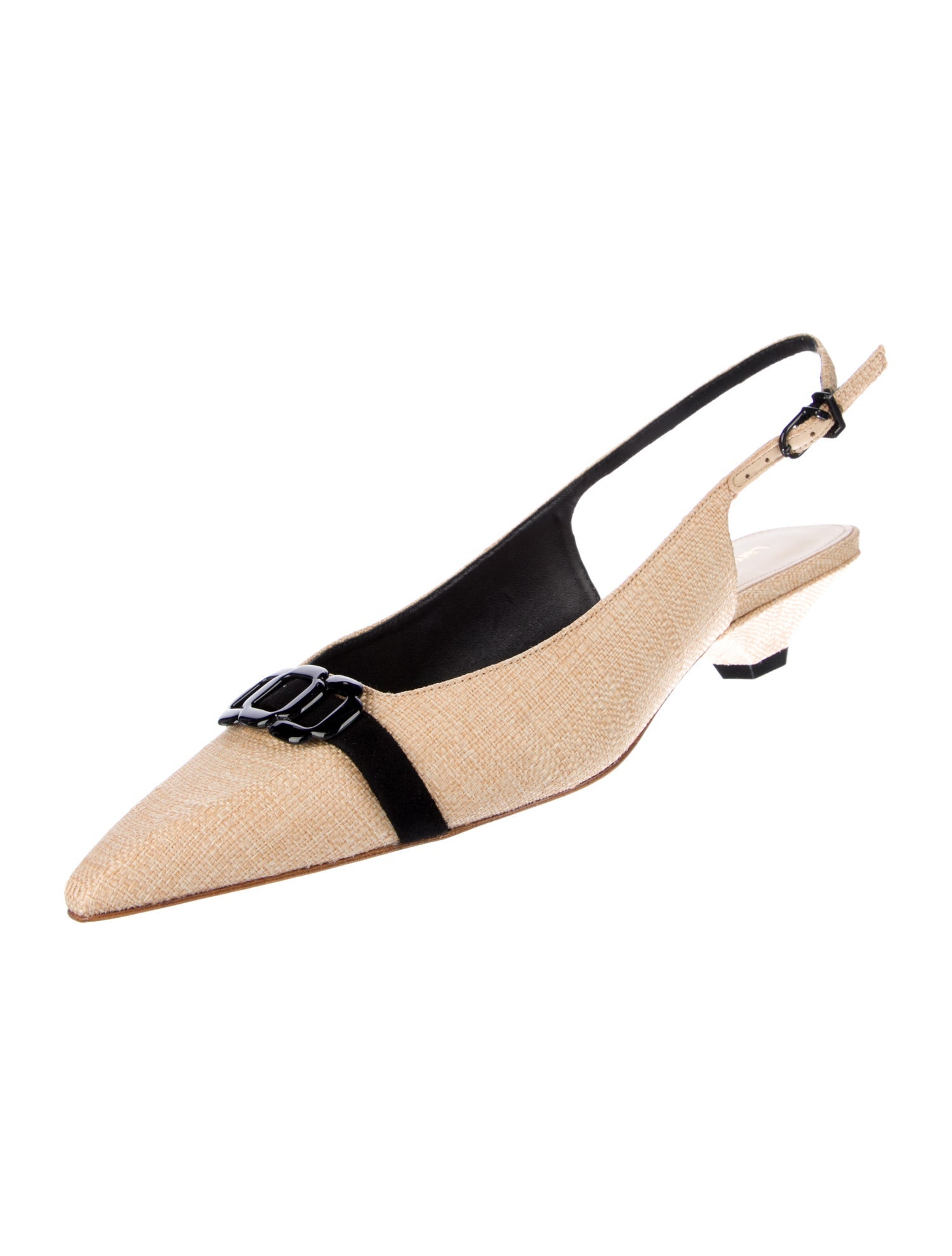 Larroude Raffia Slingback Pumps
