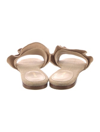 Larroude Canvas Ruffle Embellishment Slides