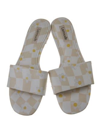 Larroude Leather Plaid Print Slides