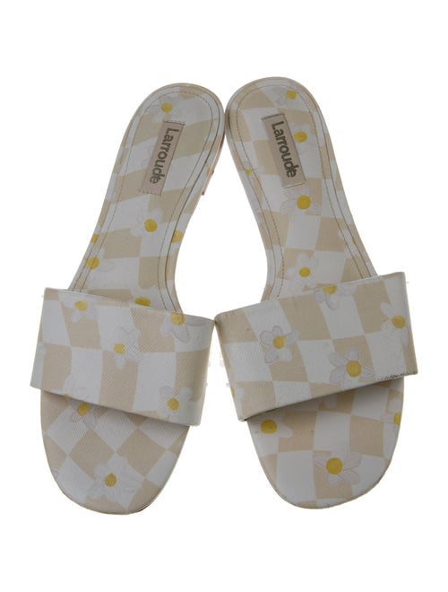 Larroude Leather Plaid Print Slides