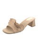 Larroude Canvas Ruffle Embellishment Slides