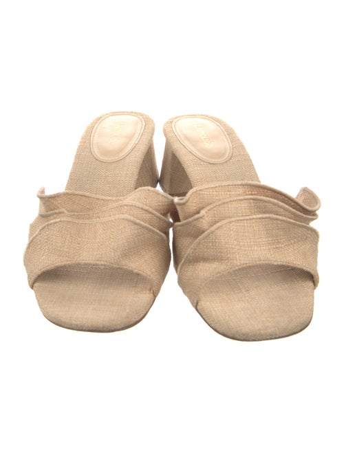 Larroude Canvas Ruffle Embellishment Slides