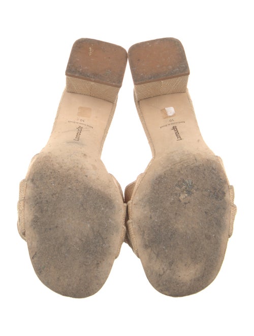 Larroude Canvas Ruffle Embellishment Slides