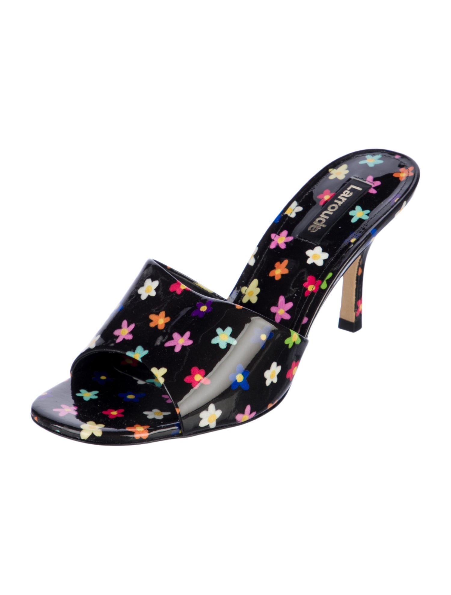 Larroude Patent Leather Printed Slides