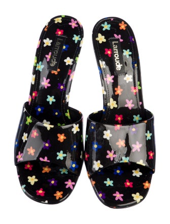Larroude Patent Leather Printed Slides
