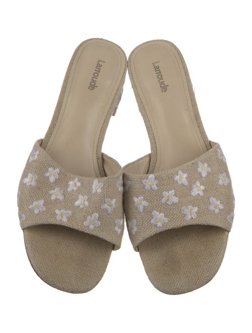 Larroude Canvas Embroidered Accent Slides