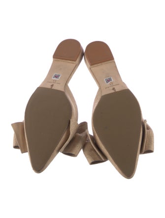 Larroude Canvas Ruffle Embellishment Slides