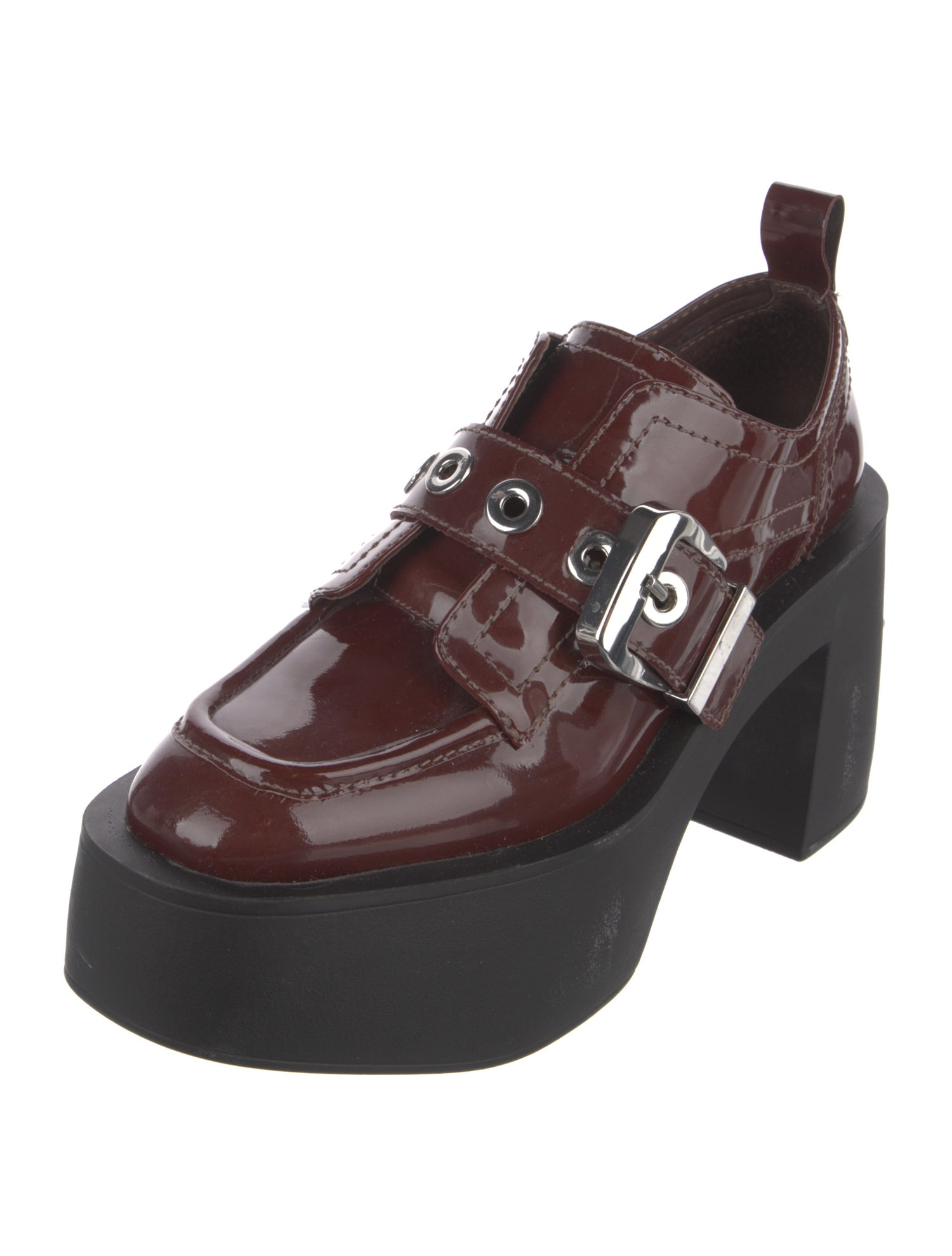 Larroude Patent Leather Colorblock Pattern Lace-Up Boots
