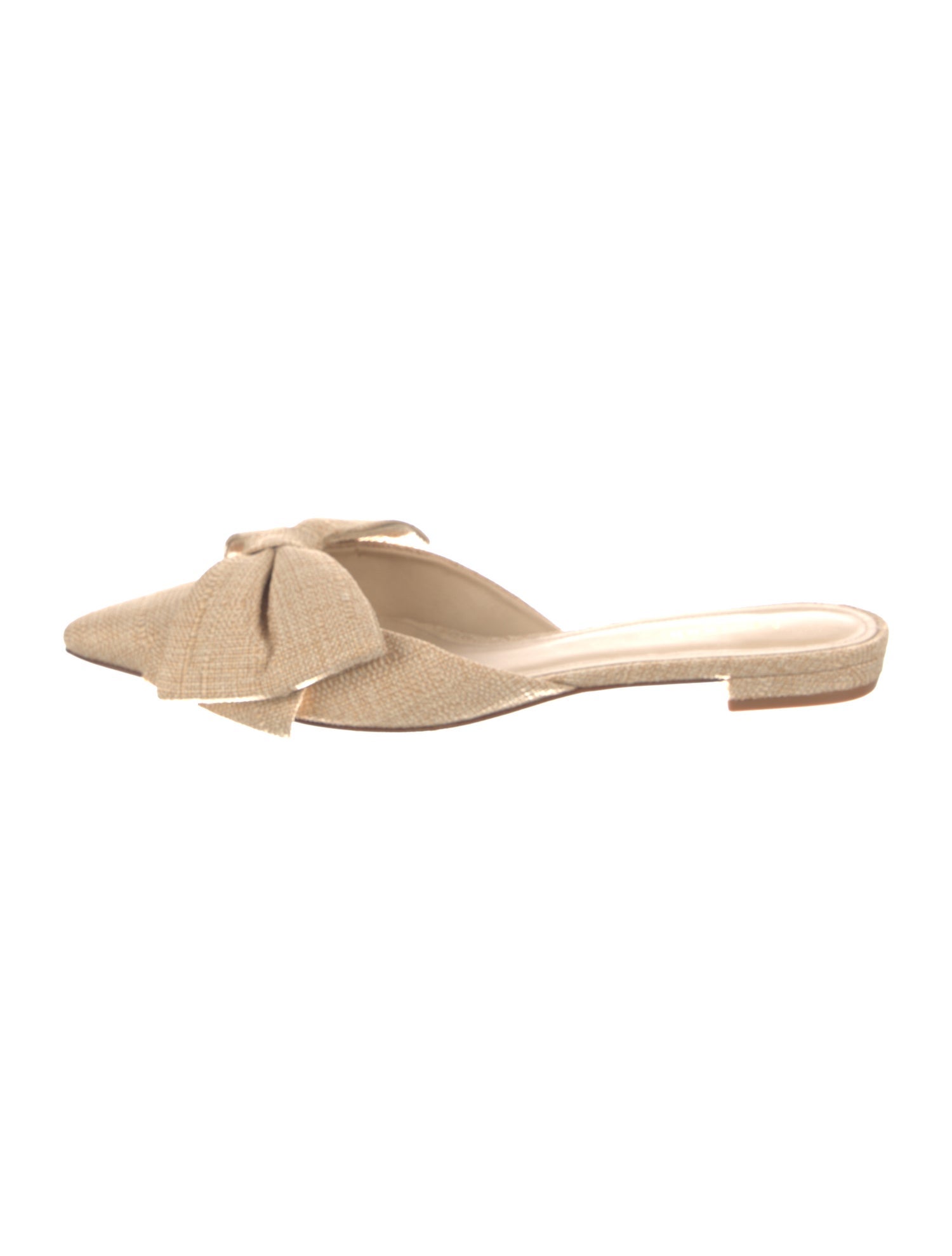 Larroude Raffia Bow Accents Slides