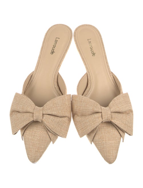 Larroude Raffia Bow Accents Slides