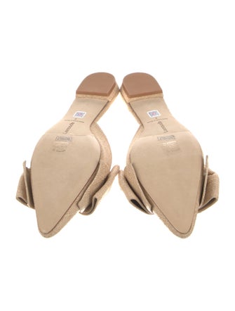Larroude Raffia Bow Accents Slides