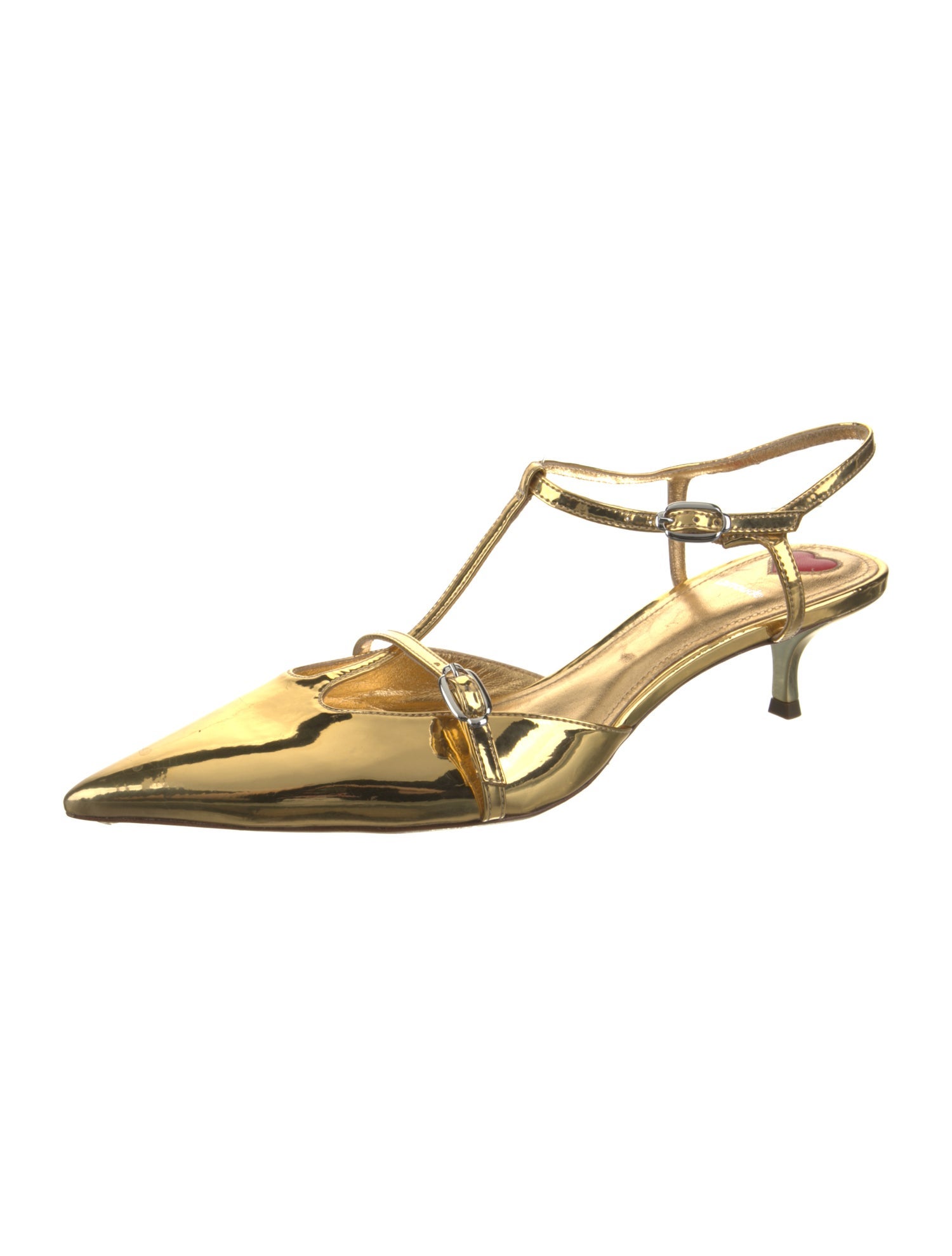 Larroude Patent Leather T-Strap Pumps