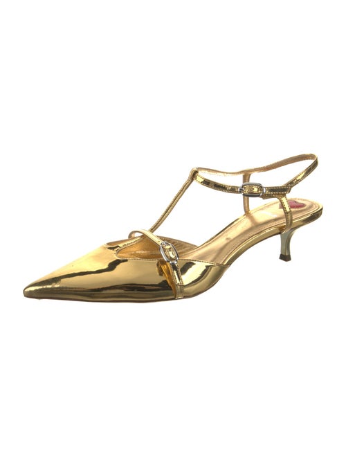 Larroude Patent Leather T-Strap Pumps