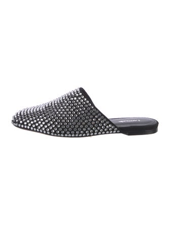 Larroude Suede Crystal Embellishments Mules