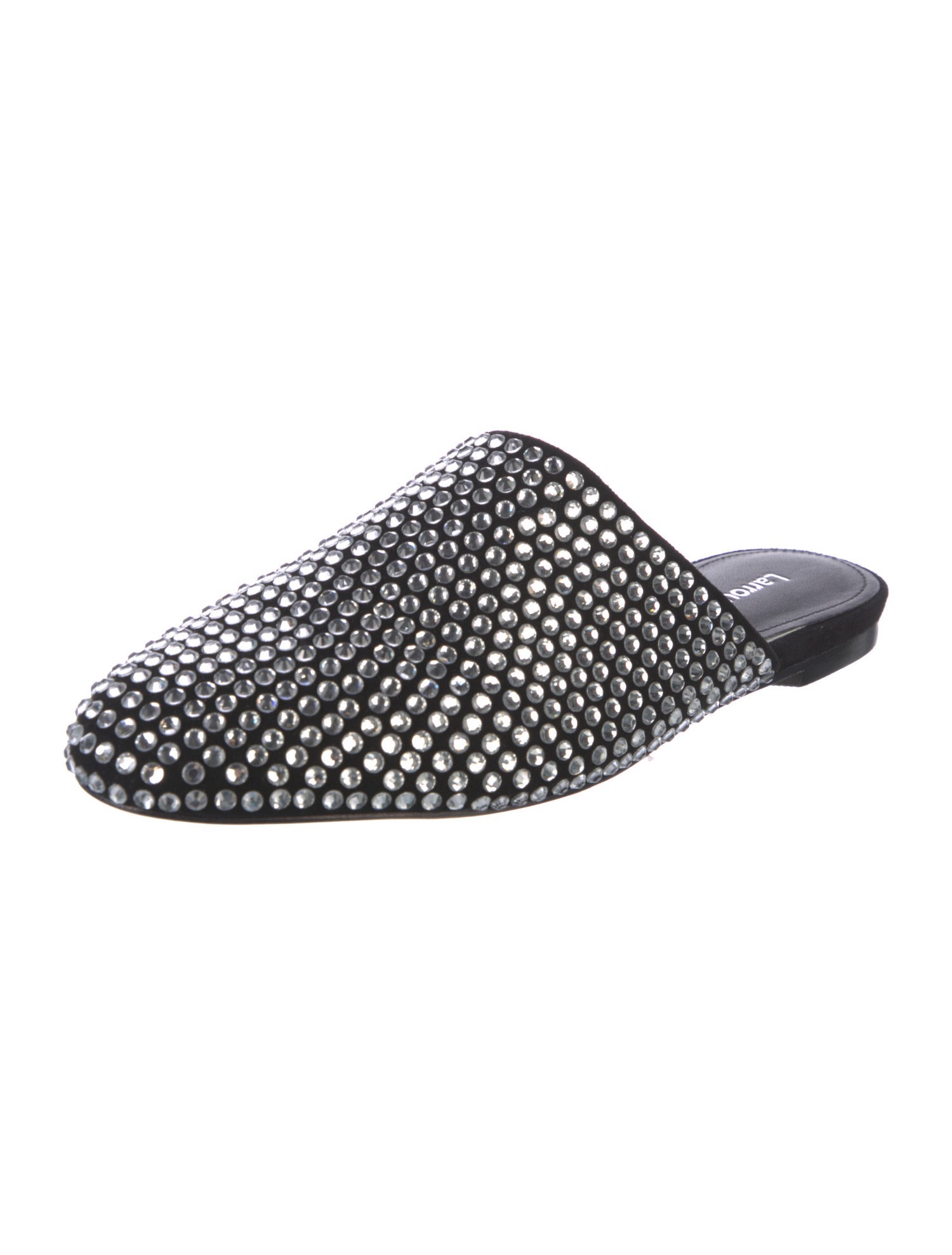 Larroude Suede Crystal Embellishments Mules