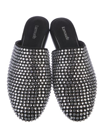 Larroude Suede Crystal Embellishments Mules