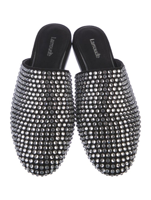 Larroude Suede Crystal Embellishments Mules