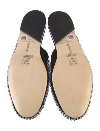 Larroude Suede Crystal Embellishments Mules