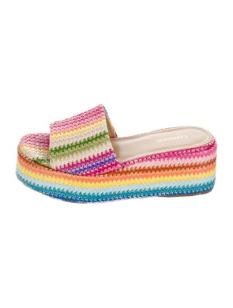 Larroude Straw Striped Slides