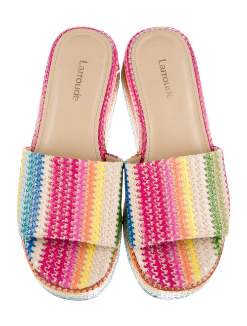 Larroude Straw Striped Slides
