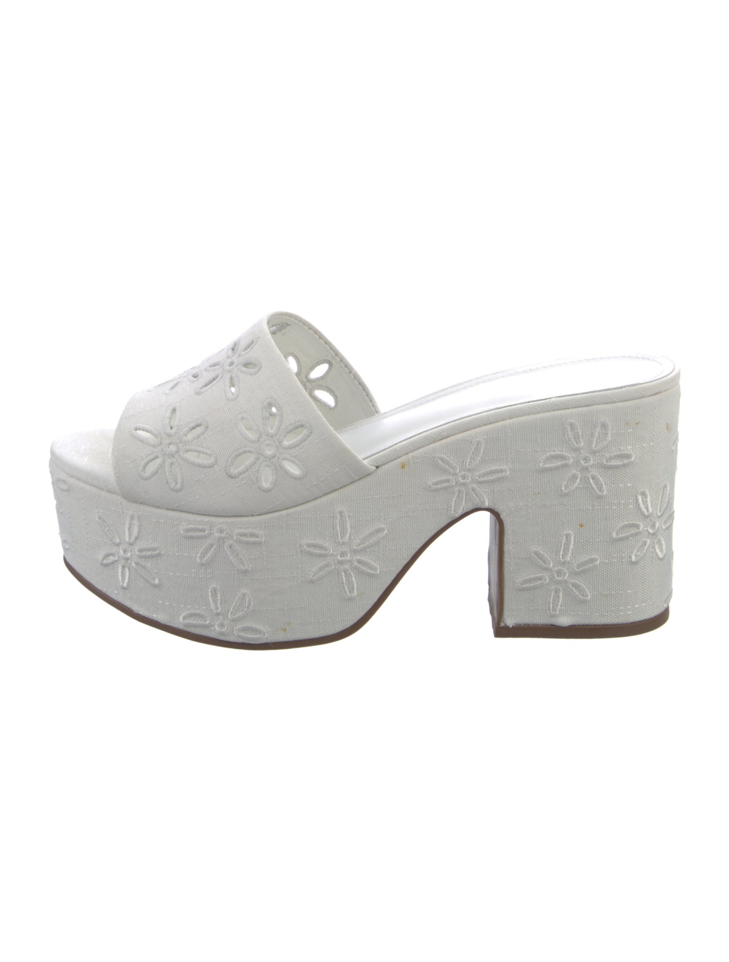 Larroude Floral Print Embroidered Accent Slides