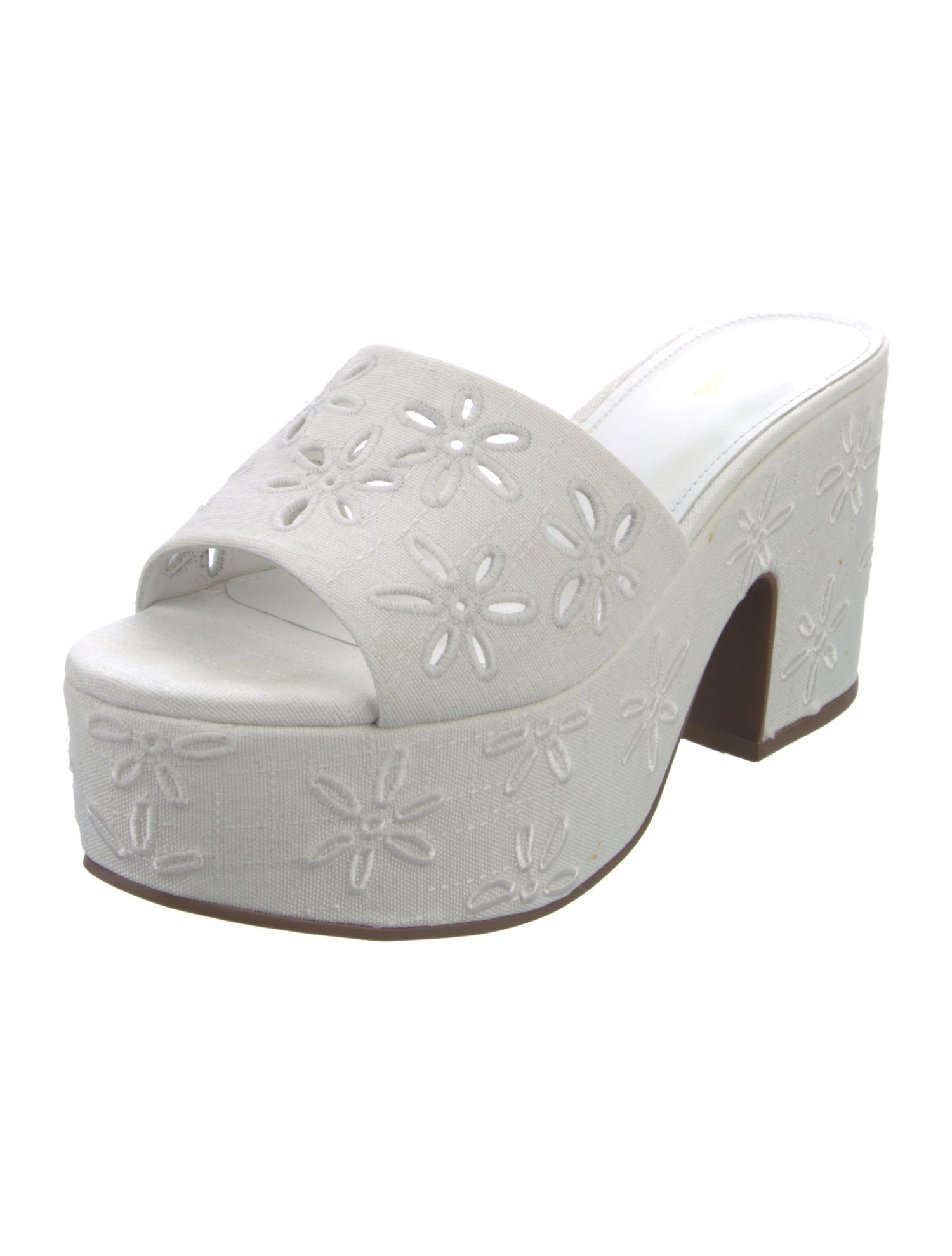 Larroude Floral Print Embroidered Accent Slides